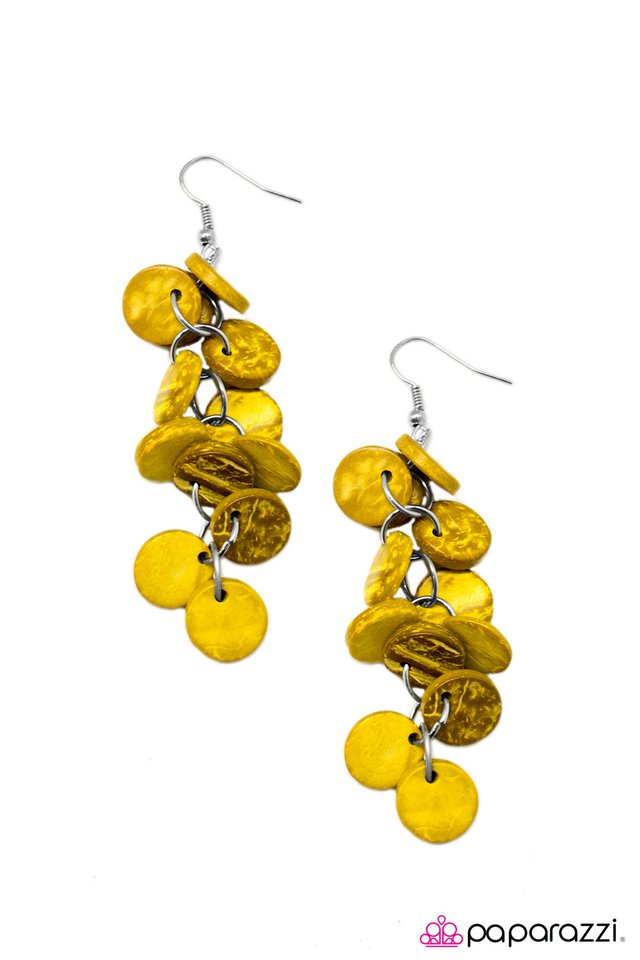 Paparazzi ♥ WOOD Girl Gone Bad - Yellow ♥ Earrings