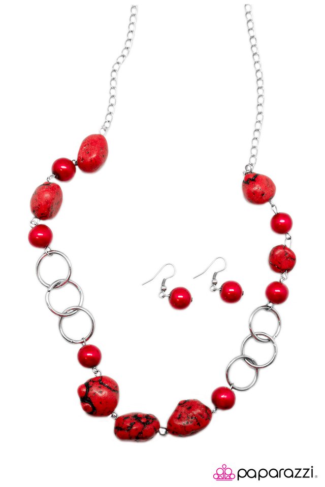 Paparazzi ♥ Pebble Pinnacle - Red ♥ Necklace