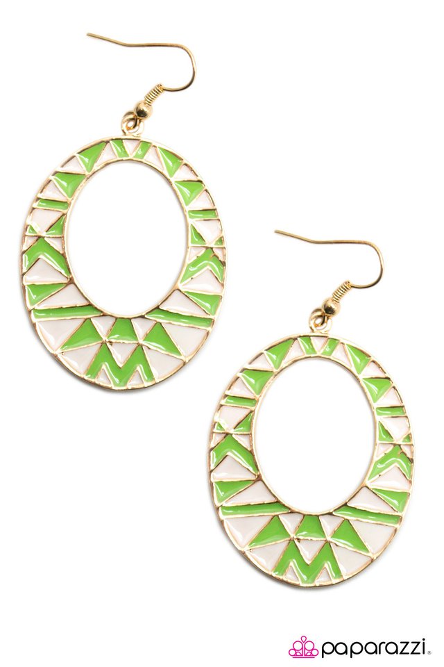 Paparazzi ♥ Get Your Tribal On! - Green ♥ Earrings