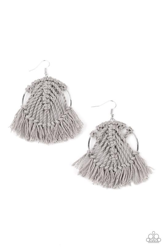 Paparazzi ♥ All About MACRAME - Silver ♥  Earrings