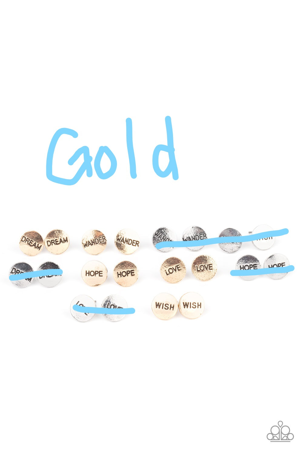 Paparazzi ♥ GOLD Starlet Shimmer Earring Kit P5SS-MTXX-338XX ♥  Starlet Shimmer Earrings